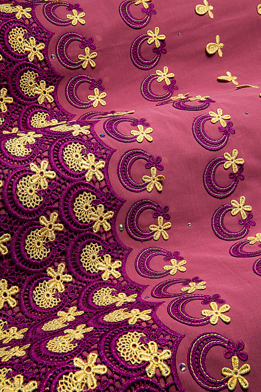 High Quality Lace - HQL1041 - Rose Pink, Wine & Gold