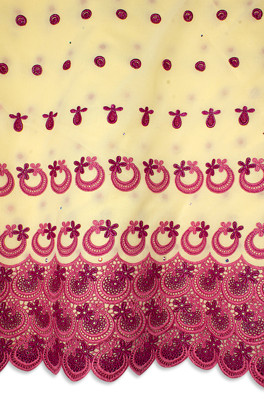 High Quality Lace - HQL1043 - Cream, Rose Pink & Purple