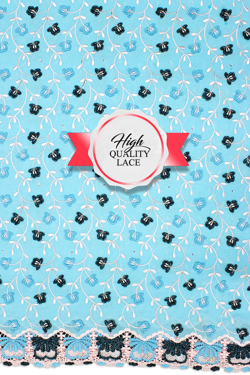 High Quality Lace - HQL1012 - Baby Blue & Black
