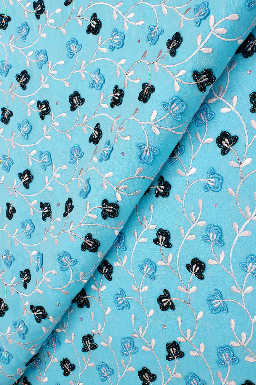 High Quality Lace - HQL1012 - Baby Blue & Black