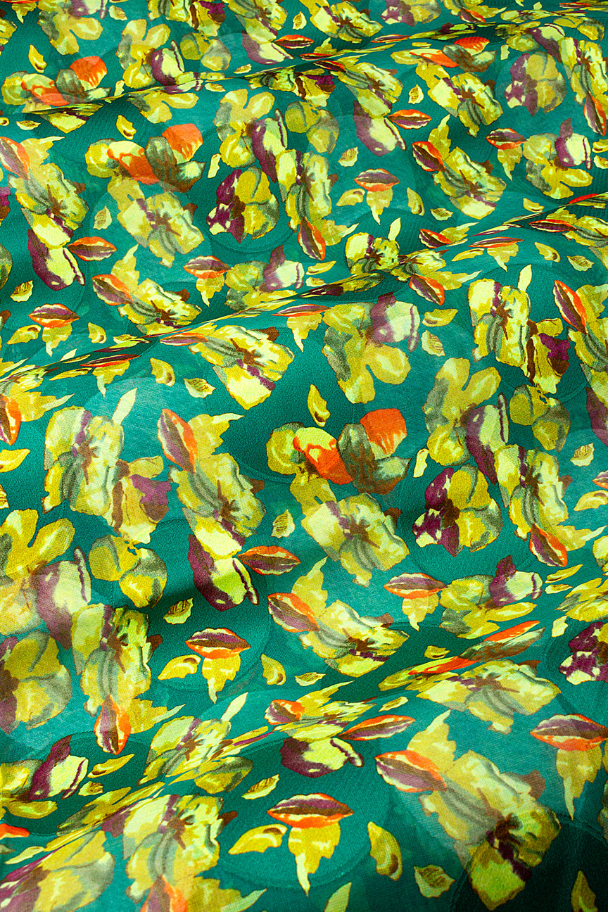 Jacquard Swiss Voile in Emerald Green & Gold - JQV0730