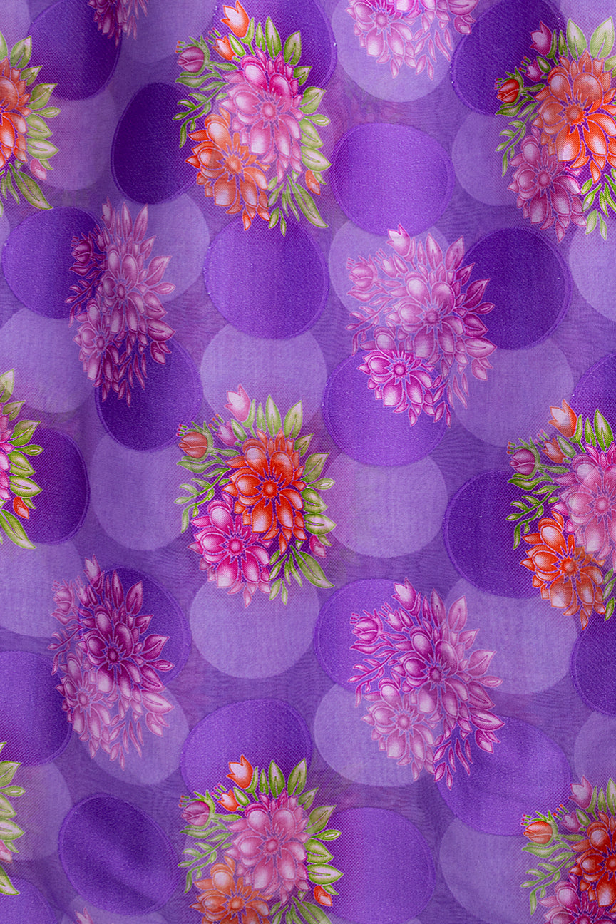 Jacquard Swiss Voile in Purple & Red - JQV0733