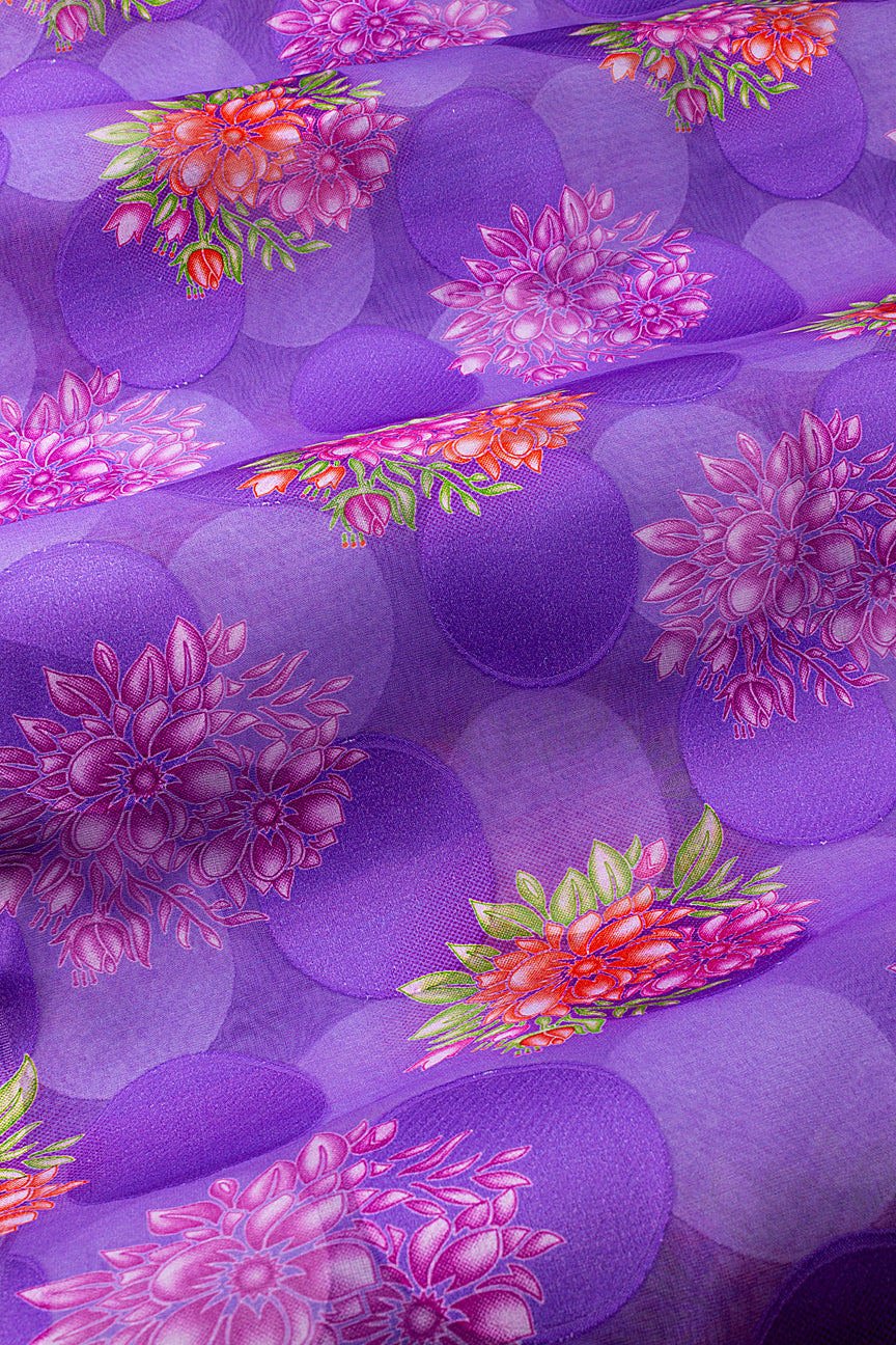 Jacquard Swiss Voile in Purple & Red - JQV0733