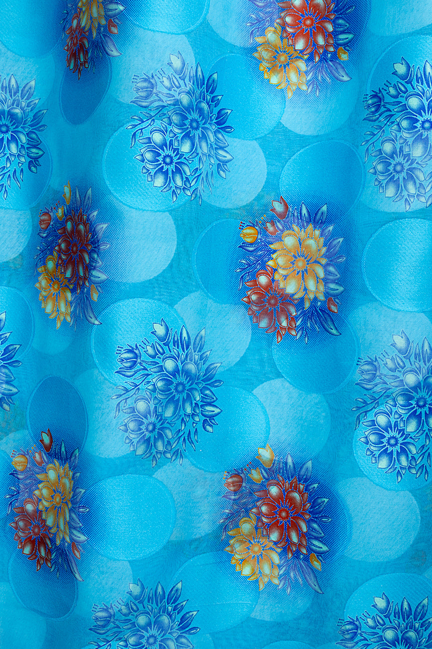 Jacquard Swiss Voile in Sky Blue & Gold - JQV0735