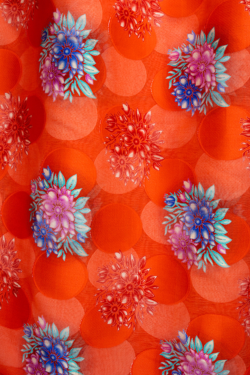 Jacquard Swiss Voile in Royal Red & Sky Blue - JQV0736