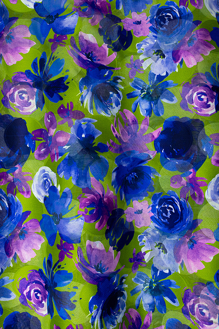 Jacquard Swiss Voile in Mint Green, Purple & Sky Blue - JQV0737
