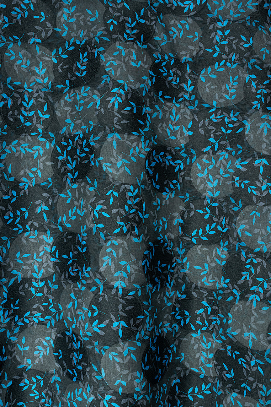 Jacquard Swiss Voile in Black & Turquoise - JQV0741