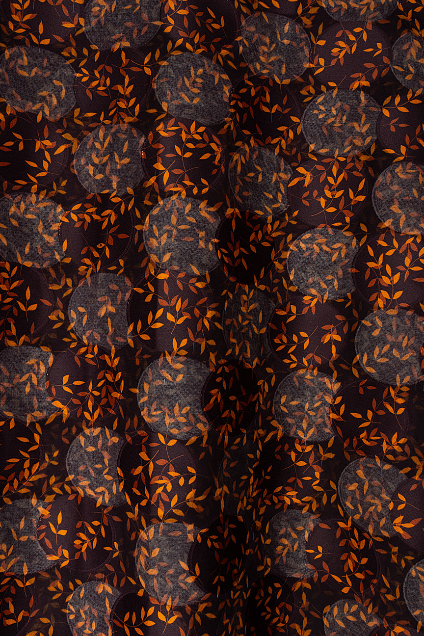 Jacquard Swiss Voile in Chocolate Brown & Gold - JQV0742