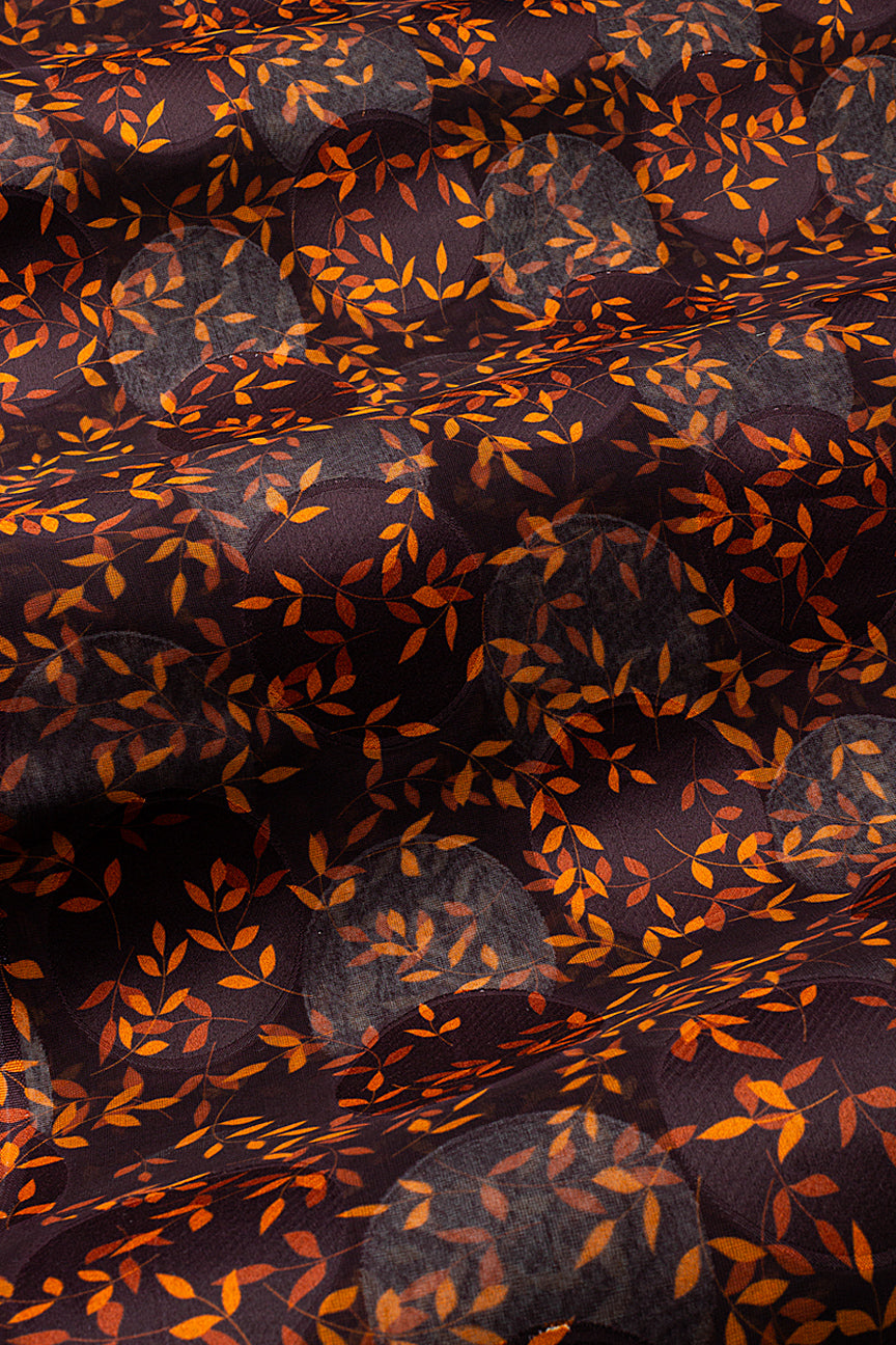 Jacquard Swiss Voile in Black & Orange - JQV0742