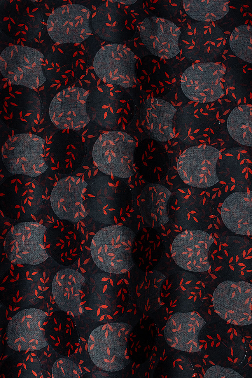 Jacquard Swiss Voile in Black & Red - JQV0743