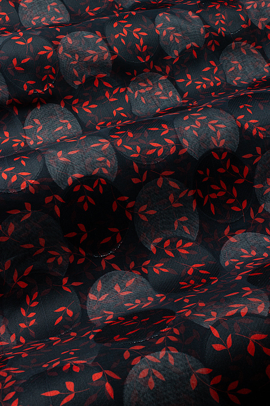 Jacquard Swiss Voile in Black & Red - JQV0743