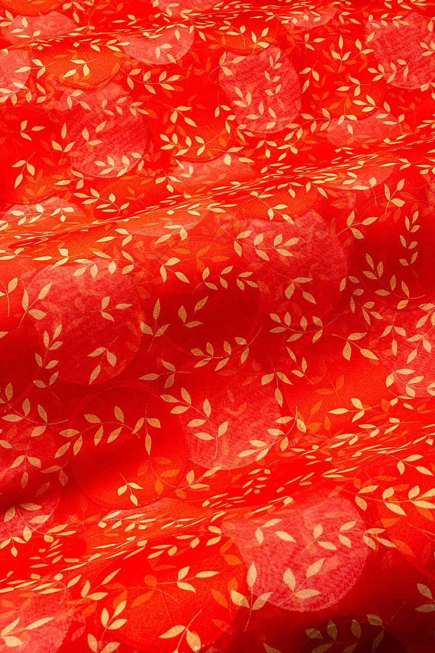 Jacquard Swiss Voile in Royal Red & Gold - JQV0744