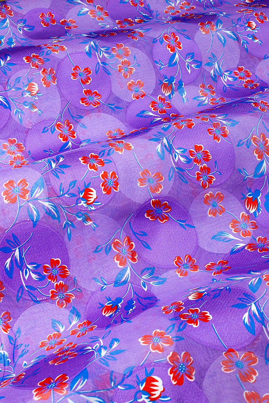 Jacquard Swiss Voile in Purple, Sky Blue & Red - JQV0725