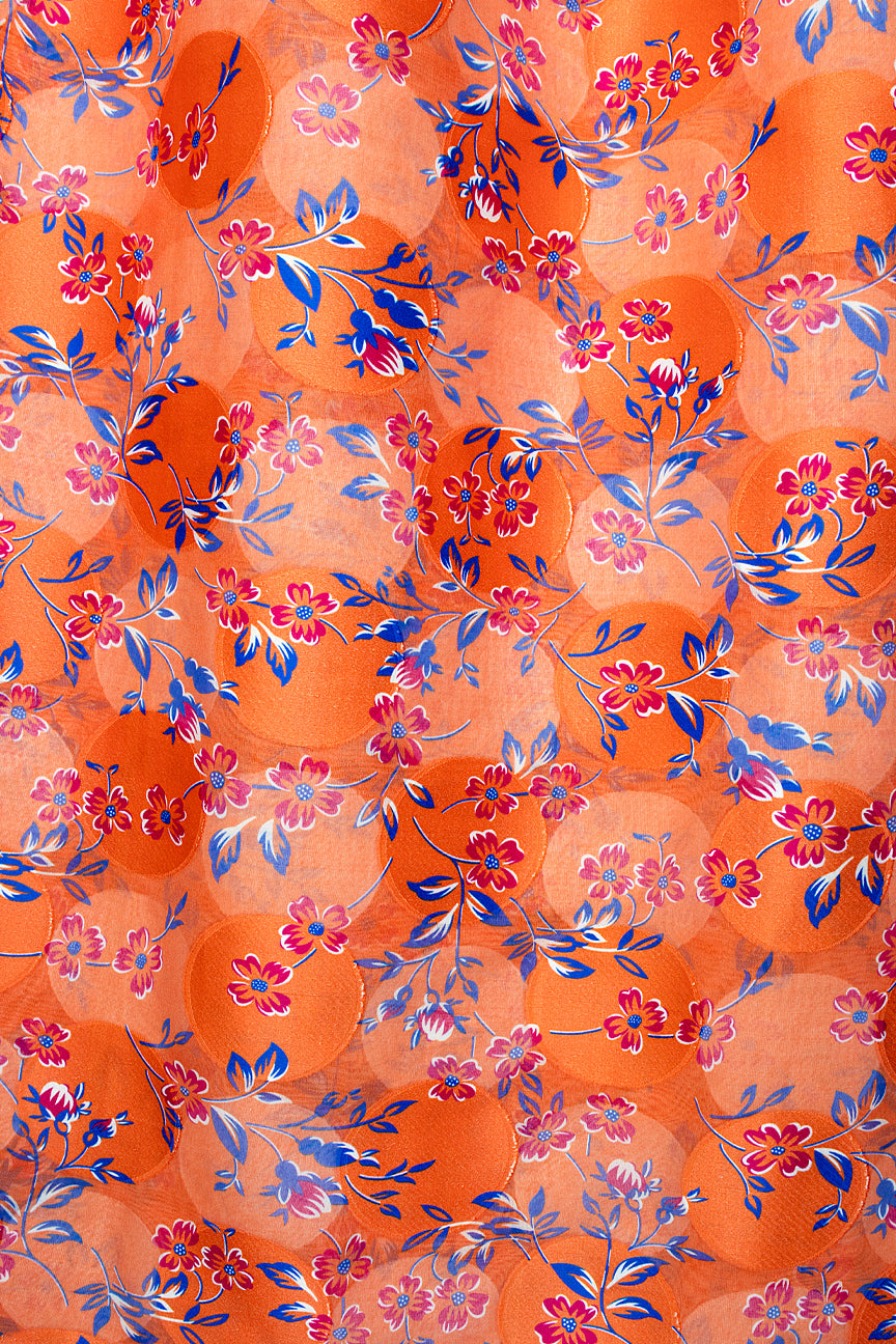 Jacquard Swiss Voile in Orange, Sky Blue & Red - JQV0726