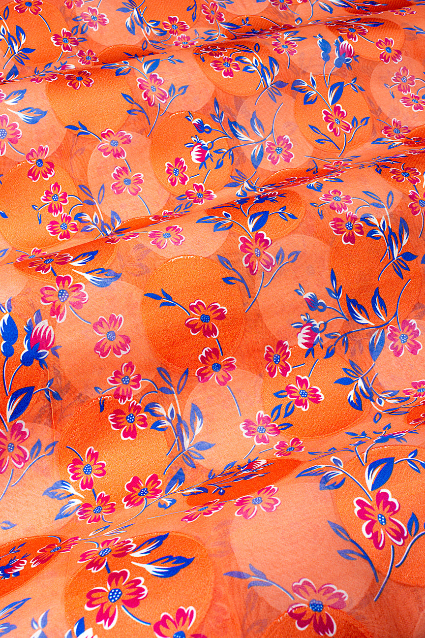Jacquard Swiss Voile in Orange, Sky Blue & Red - JQV0726