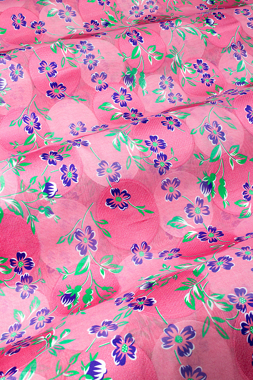 Jacquard Swiss Voile in Pink, Green & Purple - JQV0728