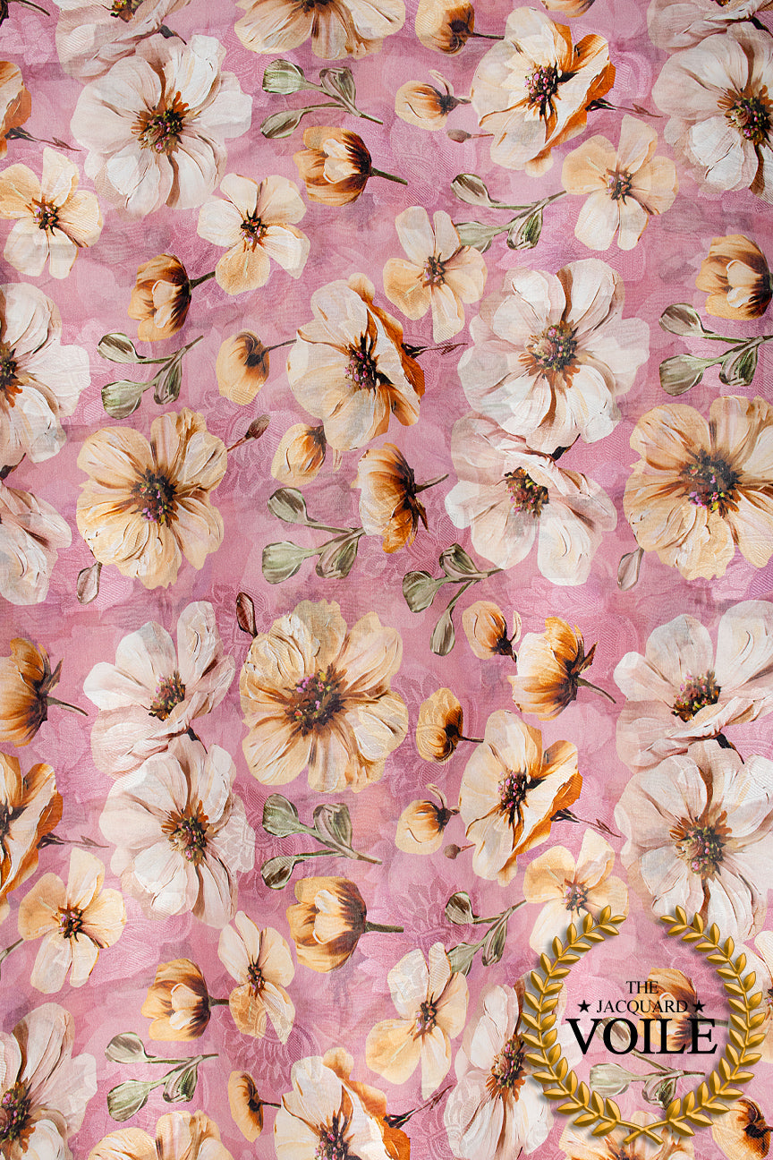 Jacquard Voile - JCV0011 - Light Pink & Peach