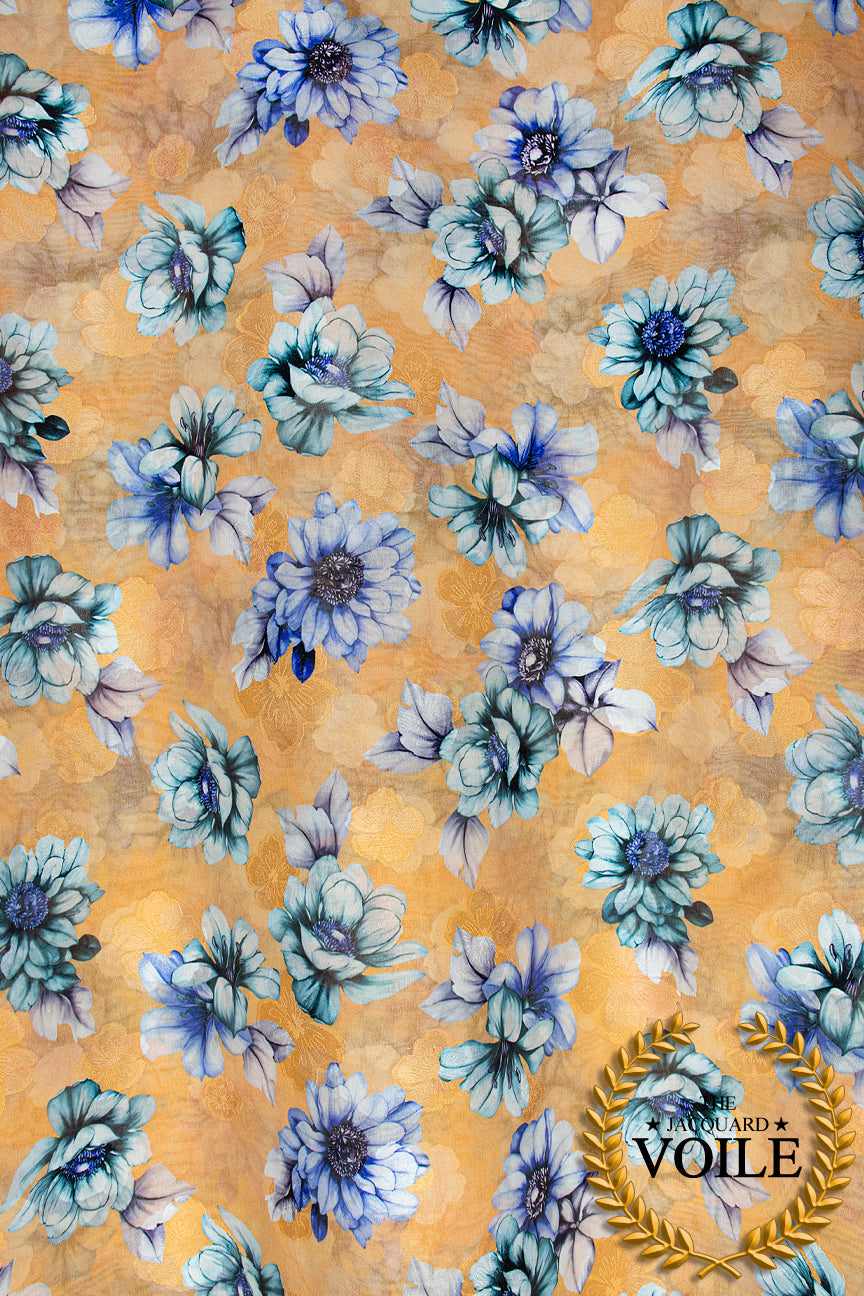 Jacquard Voile - JCV008 - Gold & Lavender