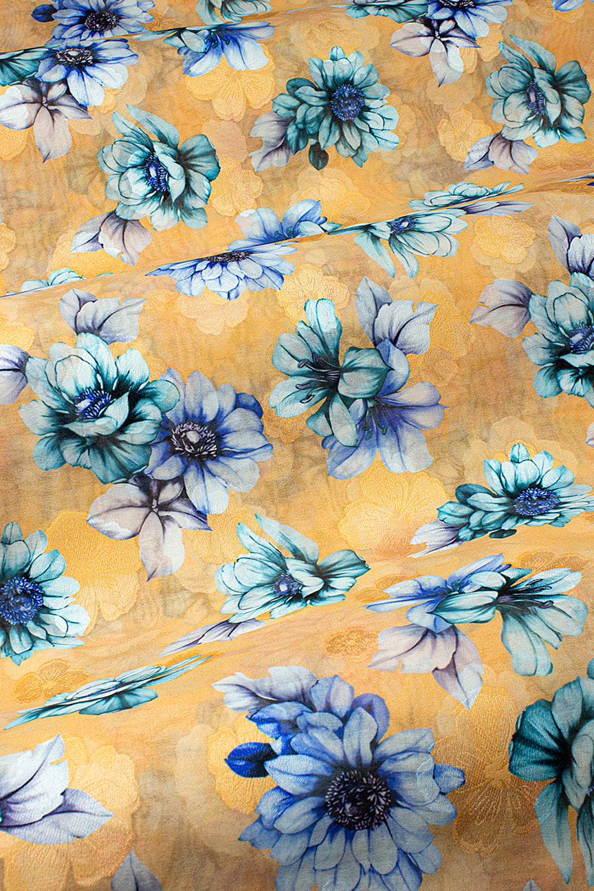 Jacquard Voile - JCV008 - Gold & Lavender