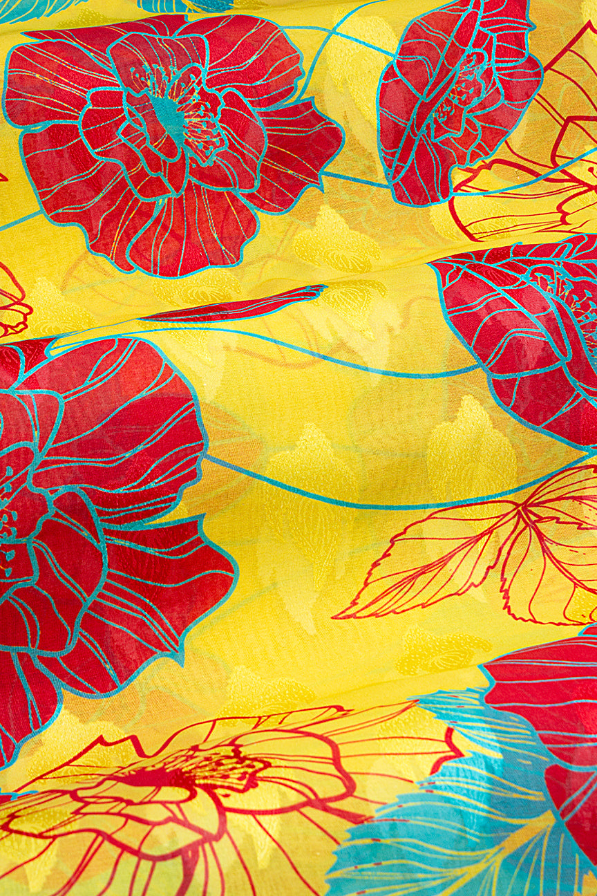 Jacquard Voile in Yellow, Crimson Red & Turquoise Blue - JQV0652