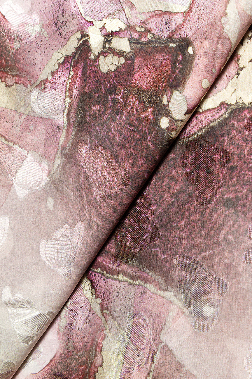 Jacquard Voile in Pink & Gold - JQV0641