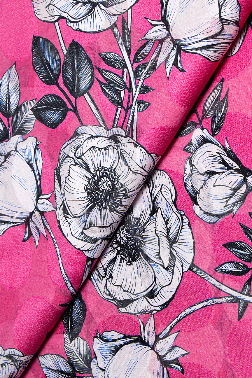 Jacquard Voile in Pink & Black - JQV0647