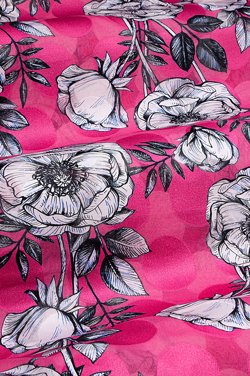 Jacquard Voile in Pink & Black - JQV0647