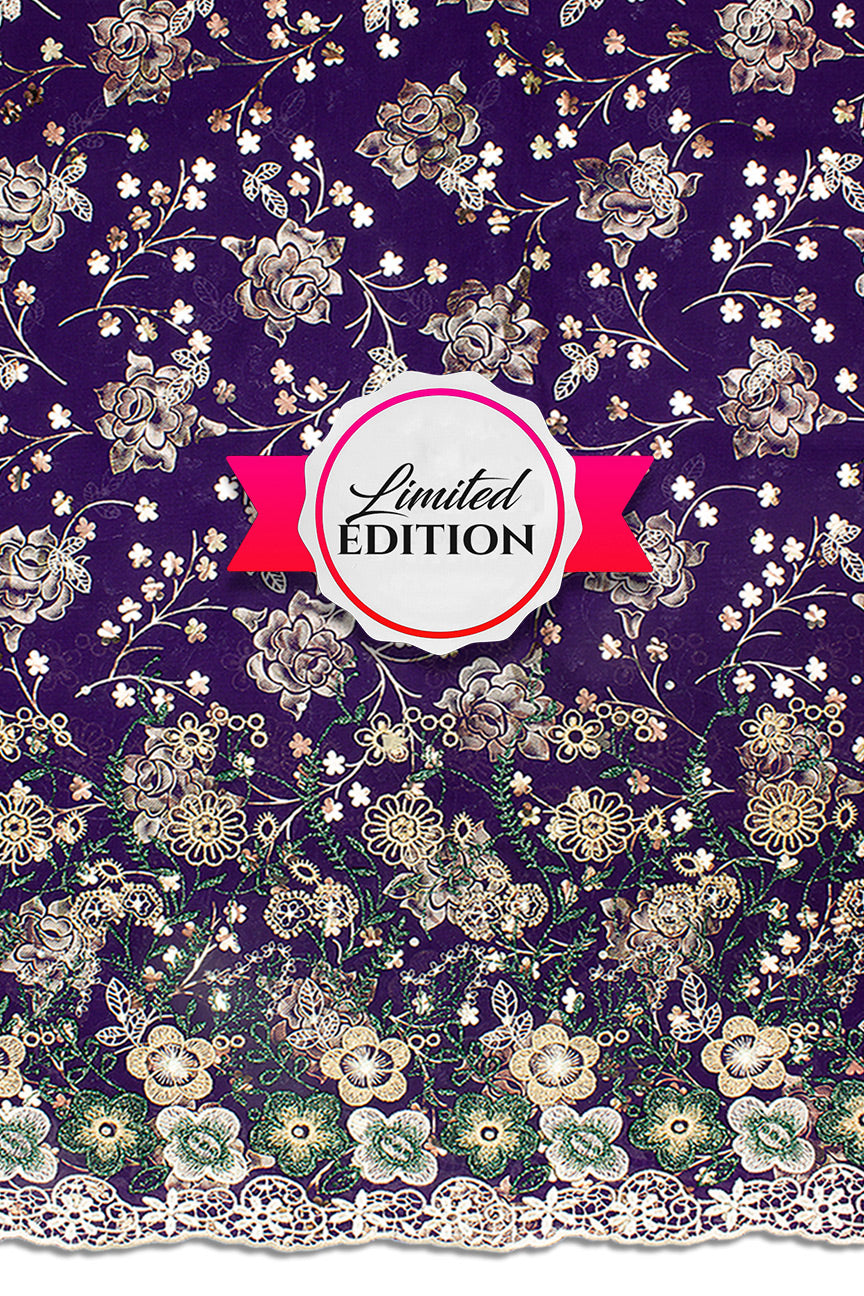 Swiss Limited Edition Lace - Only 1 Made! LTL014 - Purple, Teal & Gold