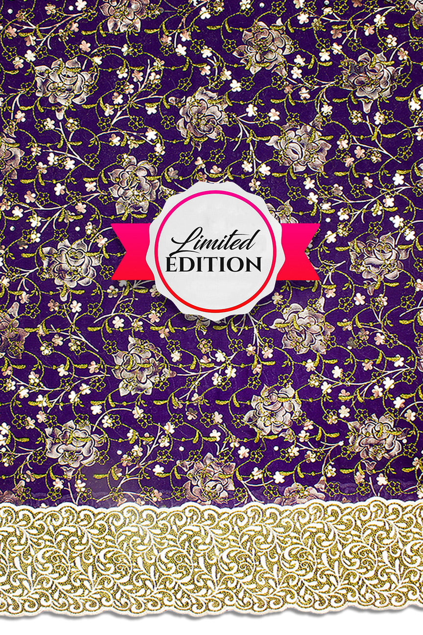 Swiss Limited Edition Lace - Only 1 Made! LTL015 - Purple, Gold & Cream