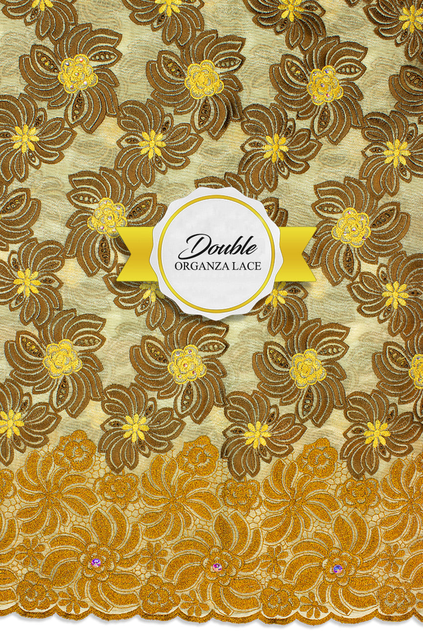 Double Organza Lace - DOL007 - Cream & Chocolate