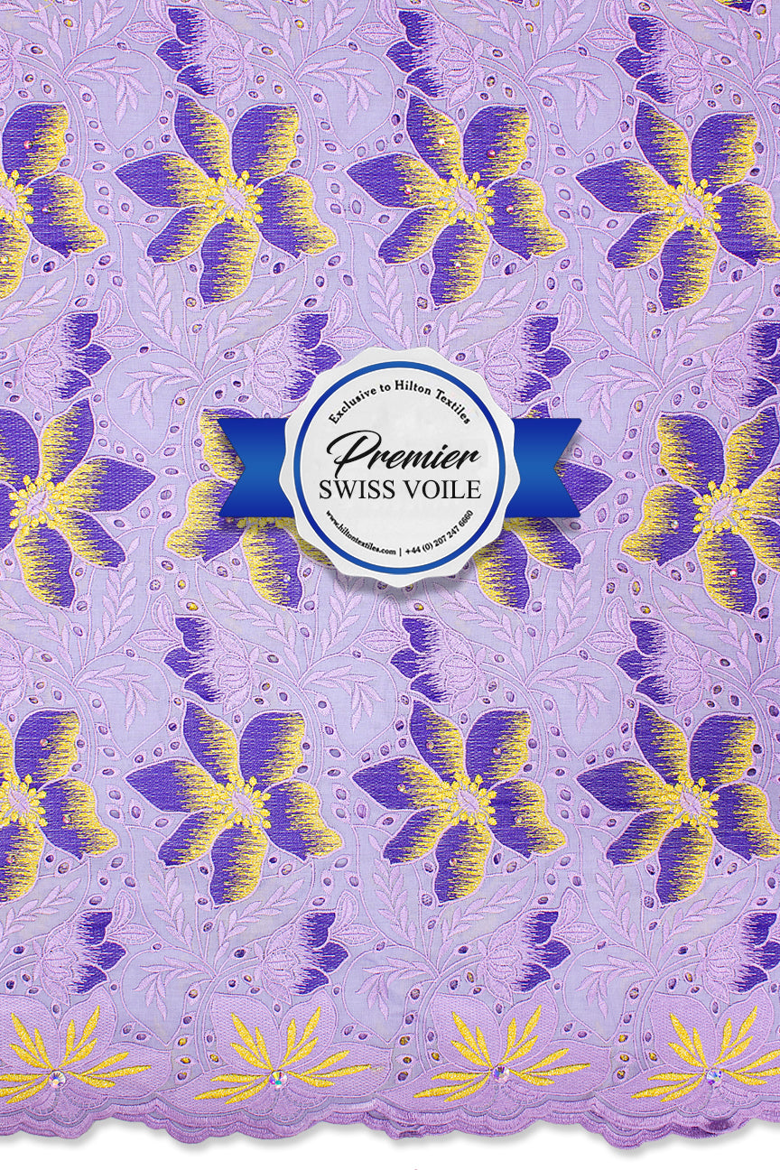 Celebrant Swiss Voile Lace - SWC050 - Lilac, Purple & Gold