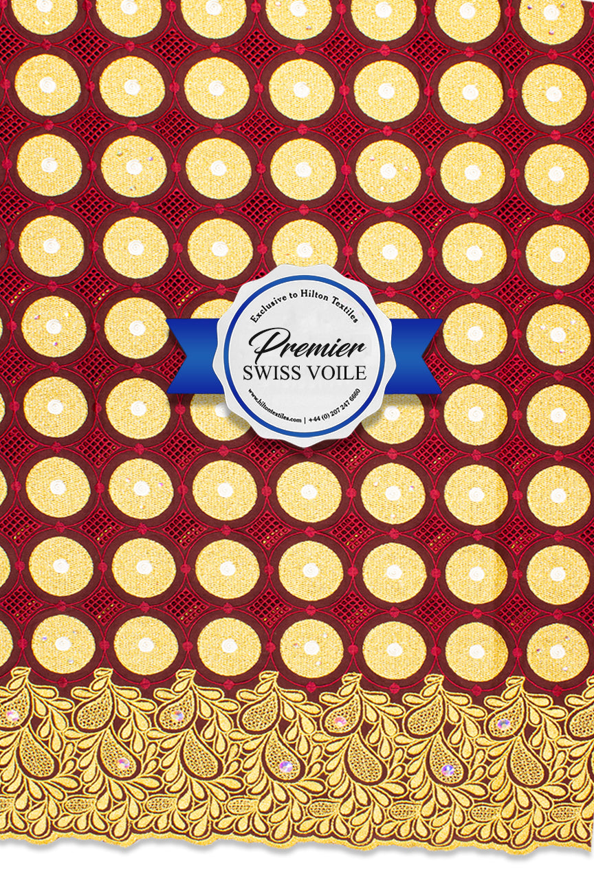 Celebrant Swiss Voile Lace - SWC032 - Wine & Gold