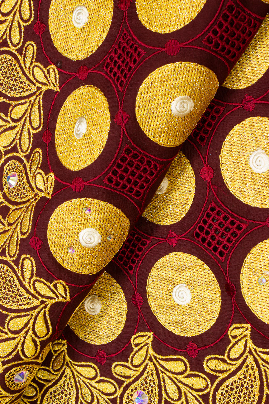 Celebrant Swiss Voile Lace - SWC032 - Wine & Gold