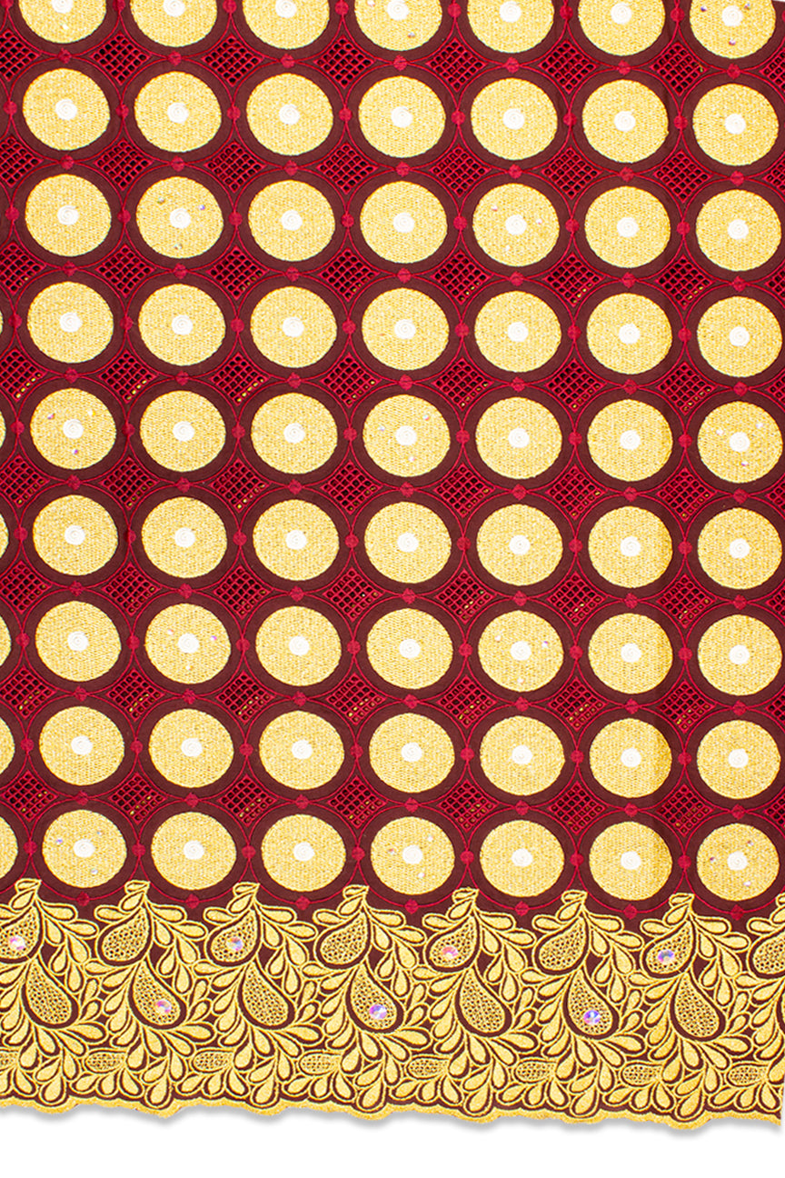 Celebrant Swiss Voile Lace - SWC032 - Wine & Gold
