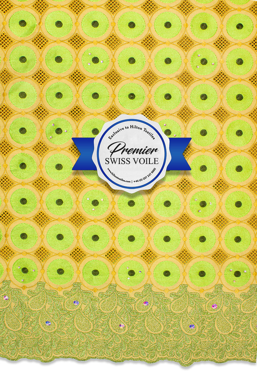 Celebrant Swiss Voile Lace - SWC032 - Gold & Leaf Green