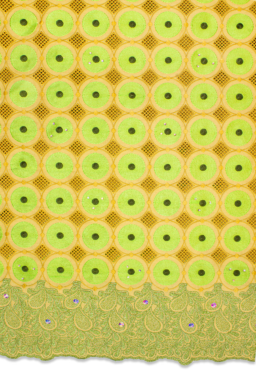 Celebrant Swiss Voile Lace - SWC032 - Gold & Leaf Green