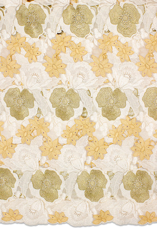 Celebrant Swiss Voile Lace - SWC051 - White & Gold