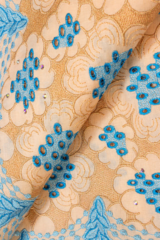 Celebrant Swiss Voile Lace - SWC031 - Peach & Turquoise