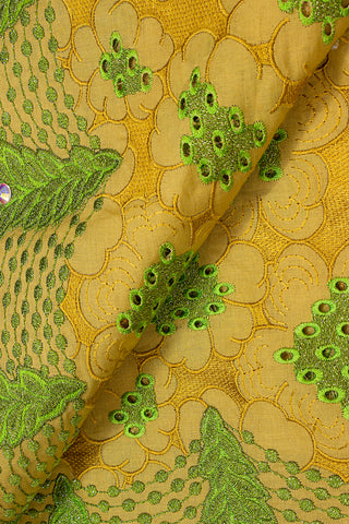 Celebrant Swiss Voile Lace - SWC031 - Gold & Leaf Green