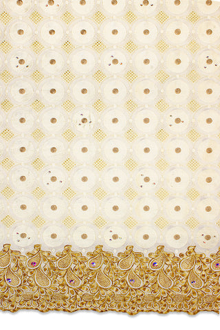 Celebrant Swiss Voile Lace - SWC032 - Ivory, Coffee Cream & Gold