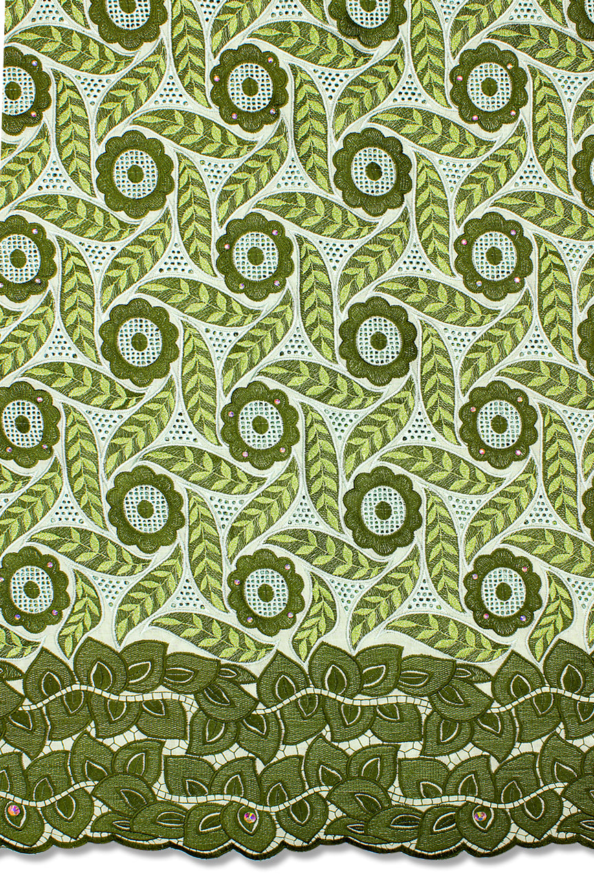 Celebrant Swiss Voile Lace - SWC062 - Light & Olive Green
