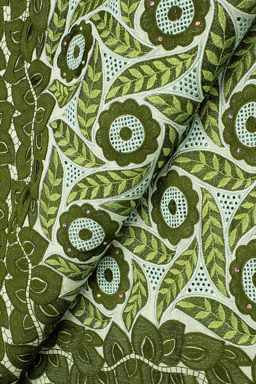 Celebrant Swiss Voile Lace - SWC062 - Light & Olive Green