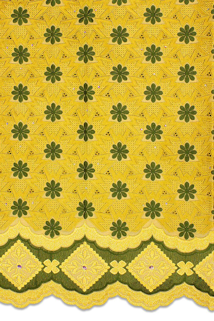 Celebrant Swiss Voile Lace - SWC072 - Gold & Army Green