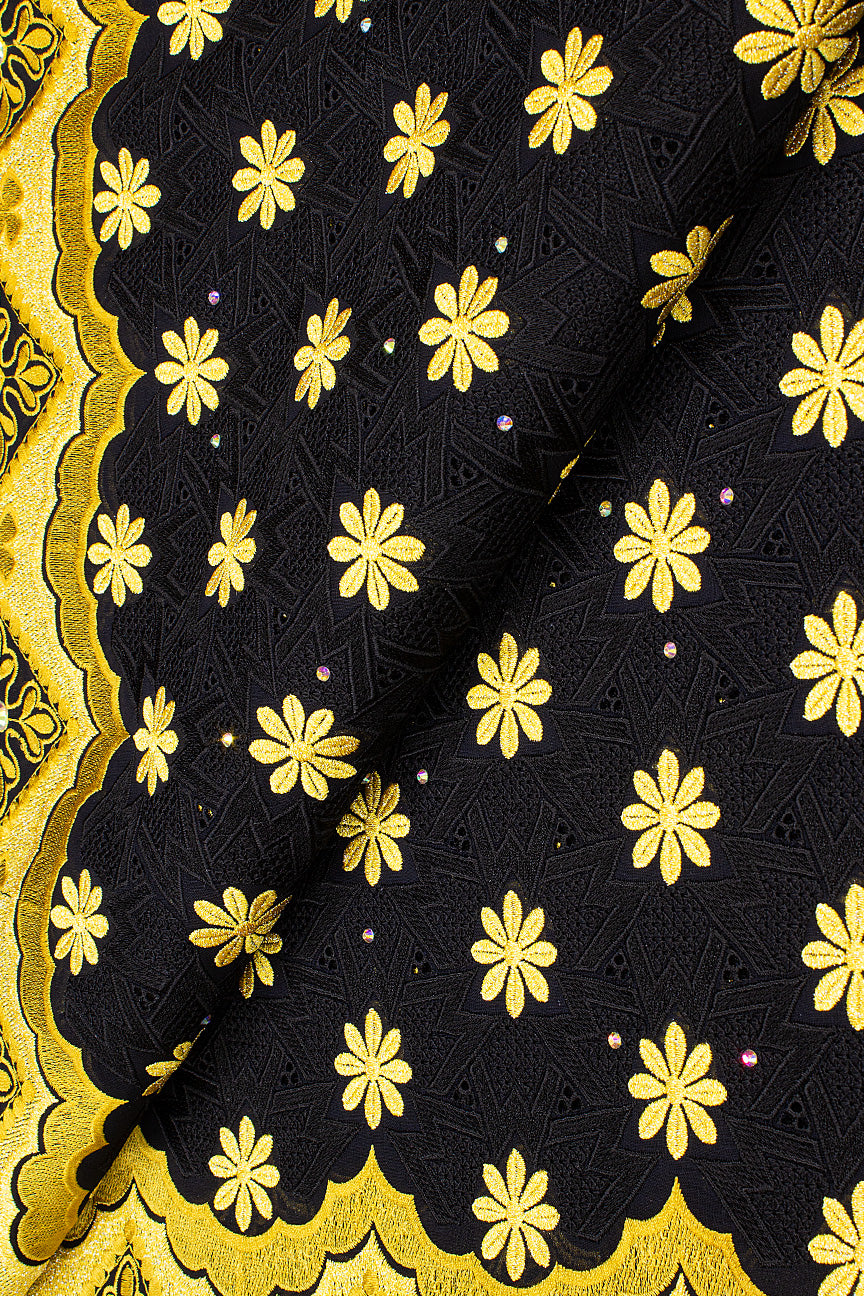 Celebrant Swiss Voile Lace - SWC076 - Black & Gold