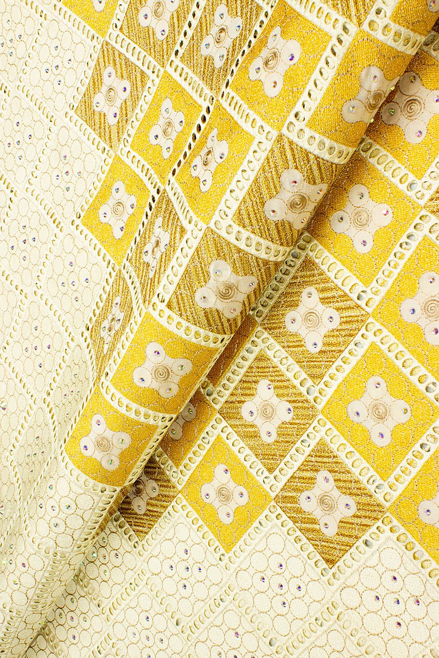 Celebrant Swiss Voile Lace - SWC082 - Cream & Gold