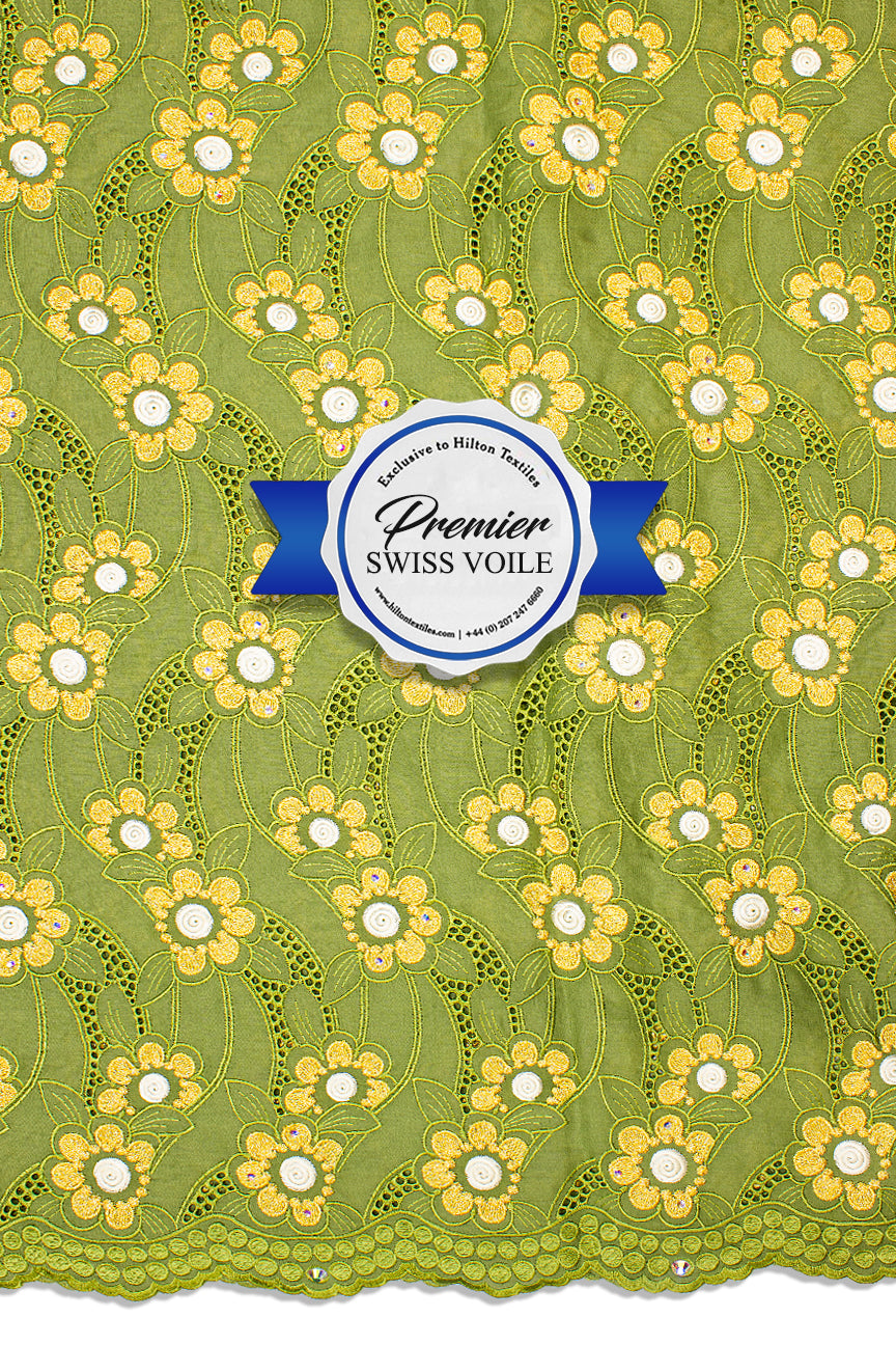 Celebrant Swiss Voile Lace - SWC055 - Olive Green & Gold