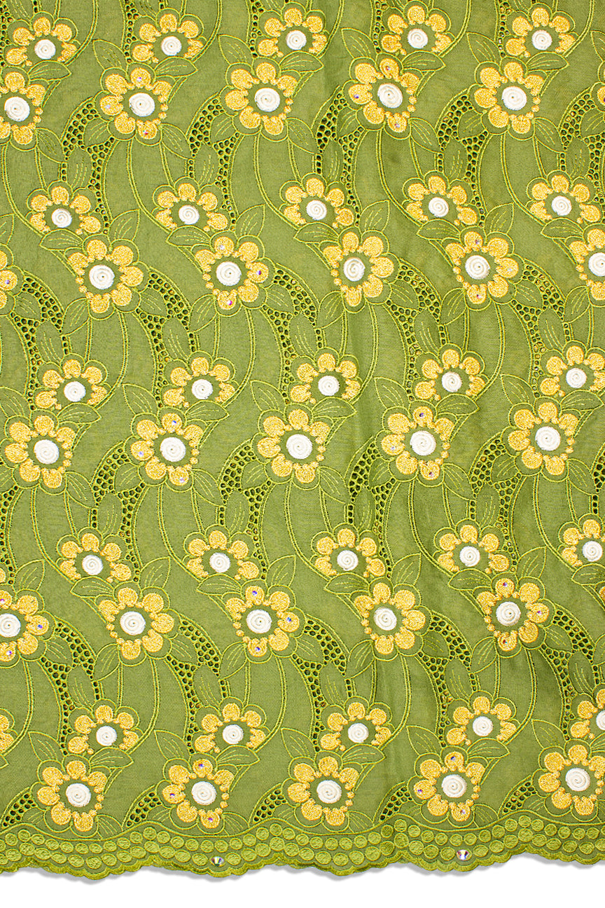 Celebrant Swiss Voile Lace - SWC055 - Olive Green & Gold