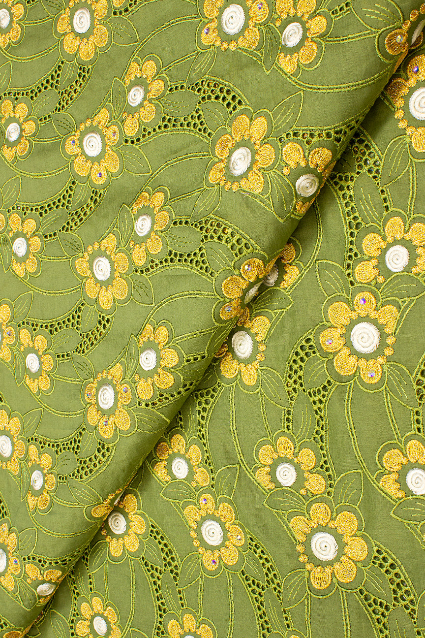 Celebrant Swiss Voile Lace - SWC055 - Olive Green & Gold