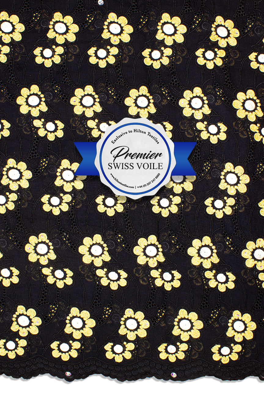 Celebrant Swiss Voile Lace - SWC055 - Black & Gold