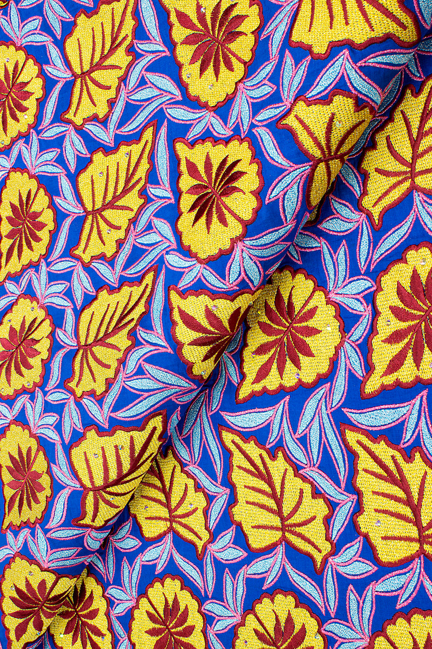 Celebrant Swiss Voile Lace - SWC081 - Blue, Gold & Red with Sky Blue & Pink